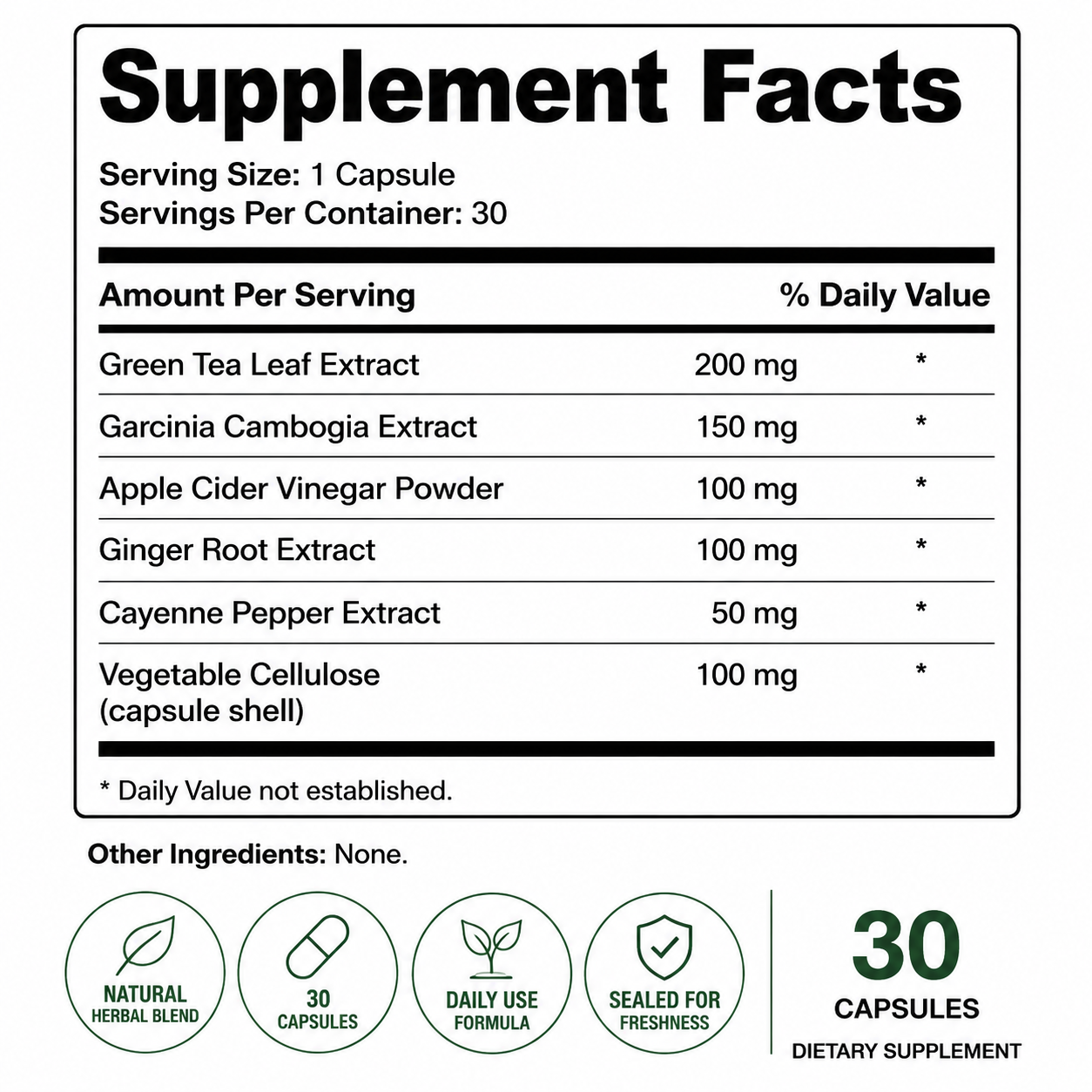 BioSlim Herbal Capsules — Supplement Facts